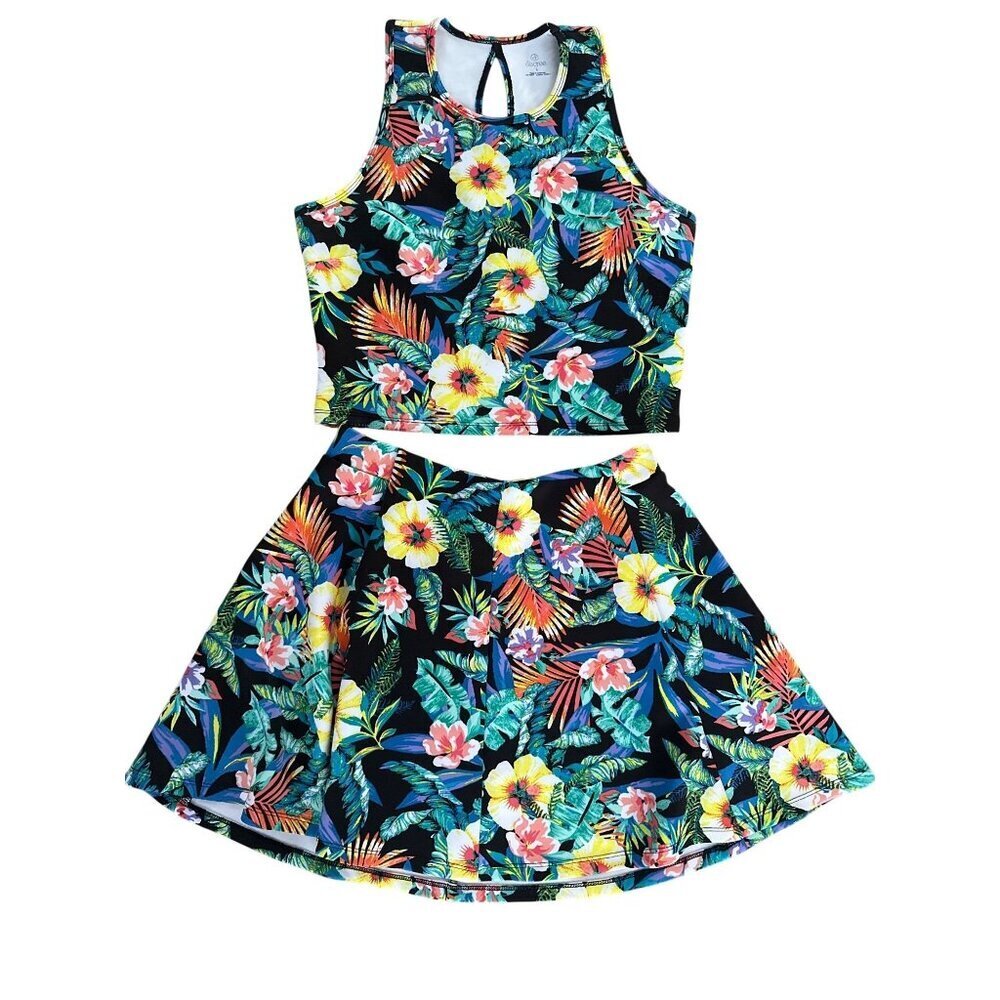 Decree Floral Two Piece Skirt Set Size Large Coastal Beach Vacation Outfit Chic
